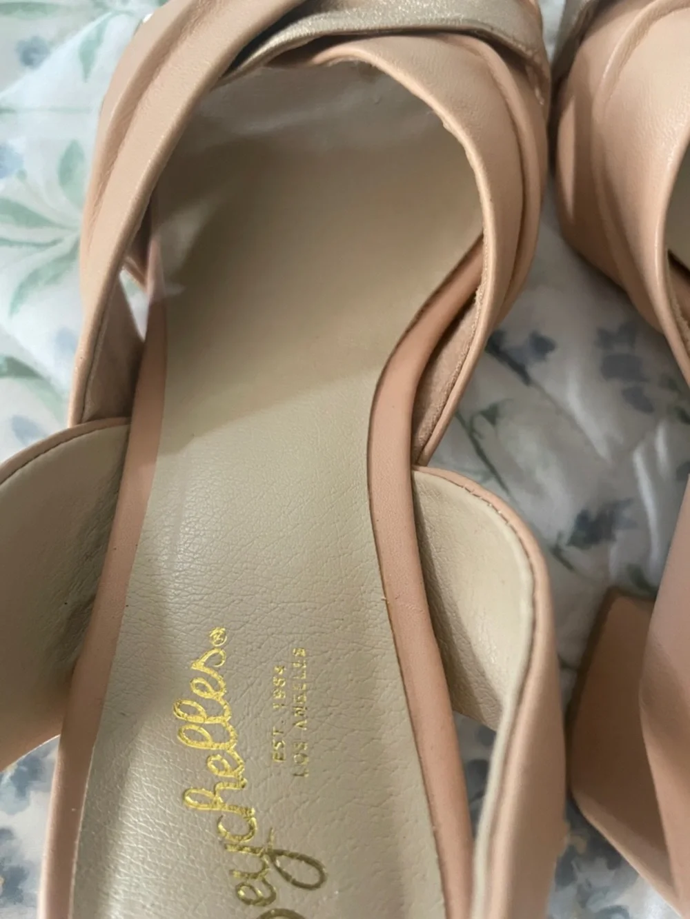 Seychelles Nude and Gold Block Heel Sandals